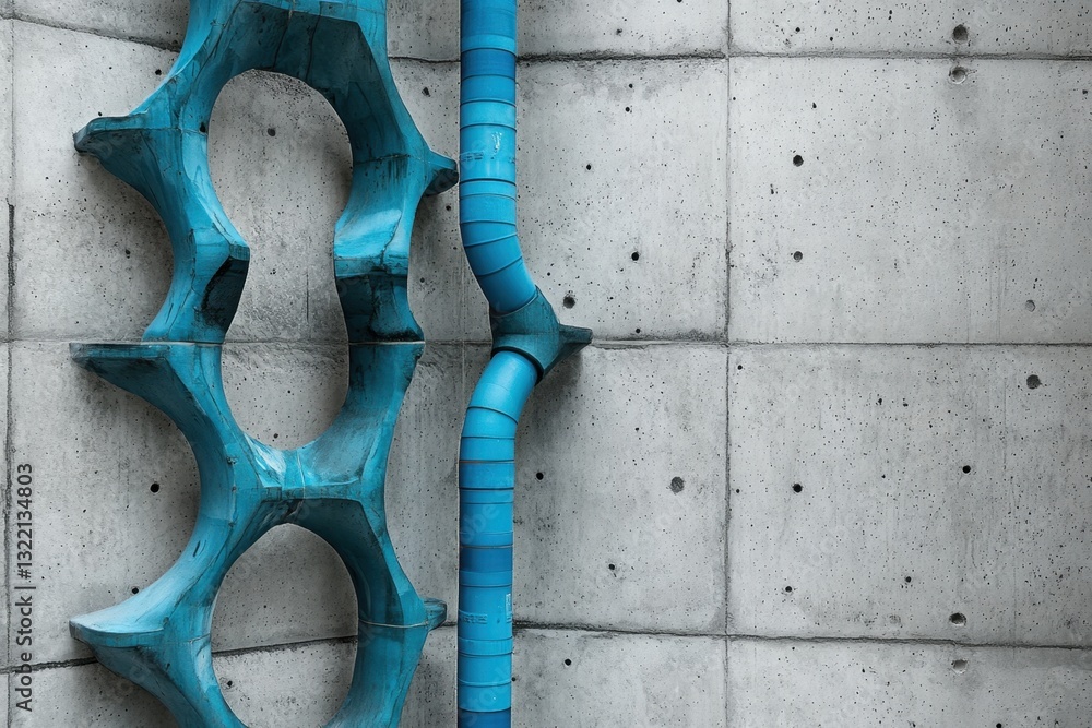 Poster this closeup photo showcases a wall with blue pipes securely attached creating a functional and prac