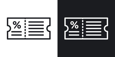 Discount voucher icons set in black and white stroke lines