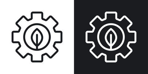 Green technology icons set in black and white stroke lines