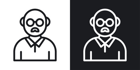 Grandfather icons set in black and white stroke lines
