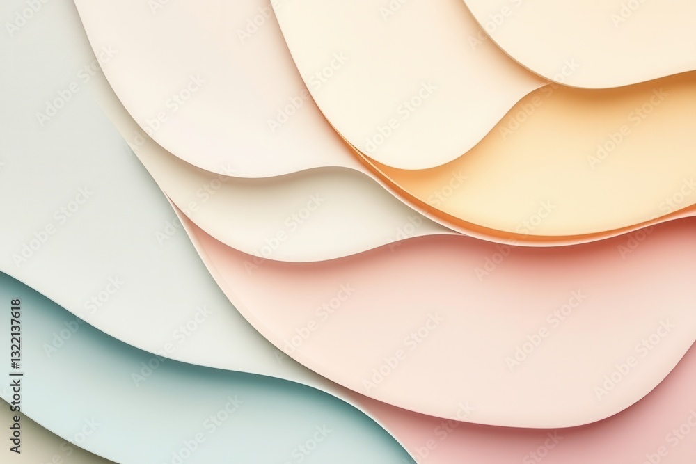 Poster Modern minimalist background with soft overlapping geometric shapes in light pastel tones designed for creative projects