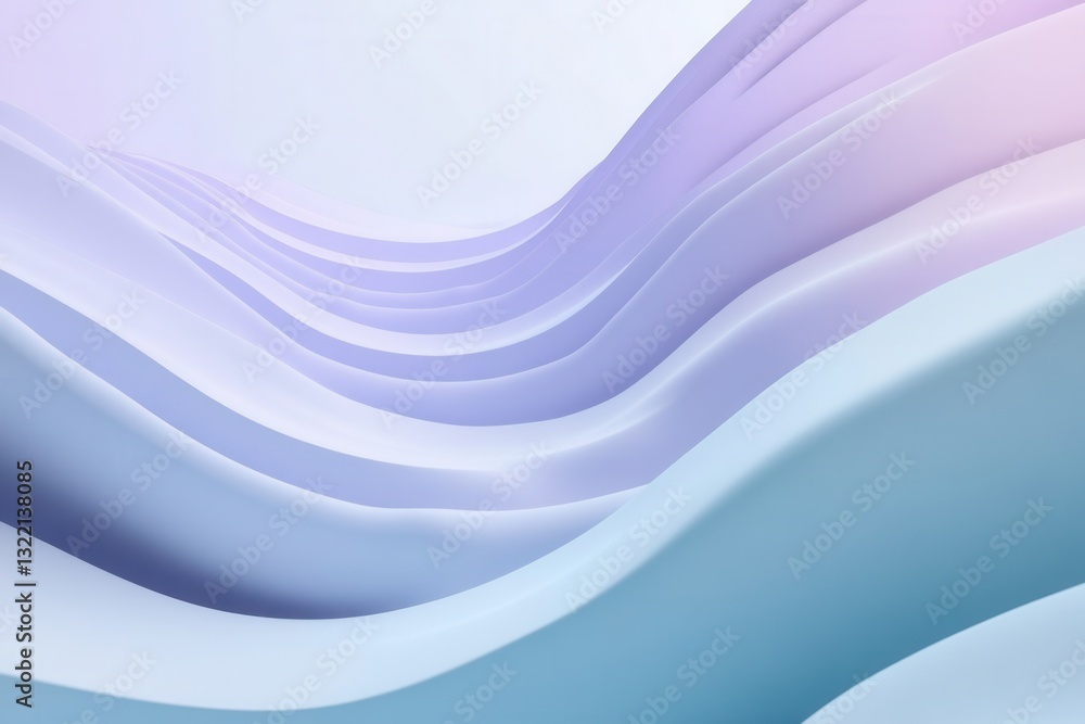 Poster gradient waves creating a tranquil and meditative atmosphere with hues of lavender and pale blue enh
