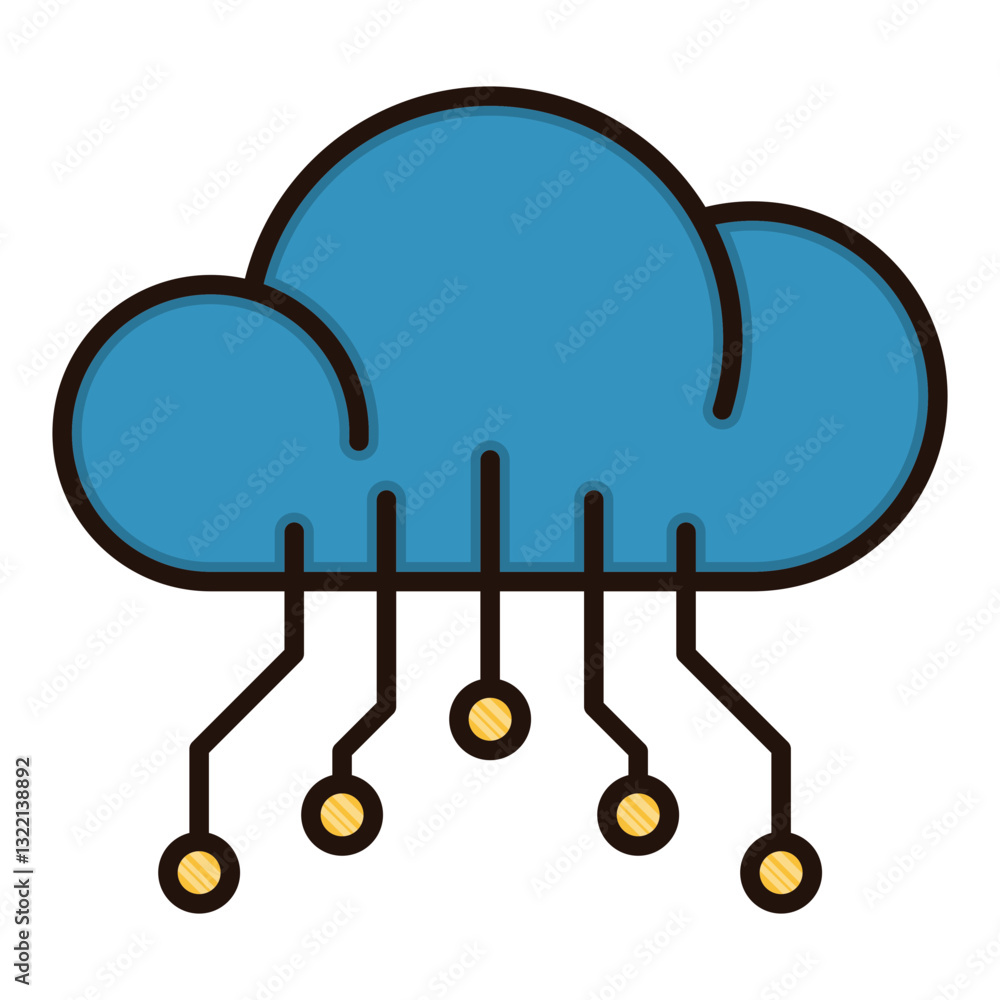 Poster a vibrant cloud icon symbolizing seamless data connection and effortless cloud computing with a clea