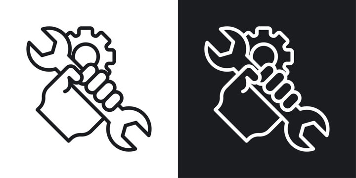 Repair icons set in black and white stroke lines