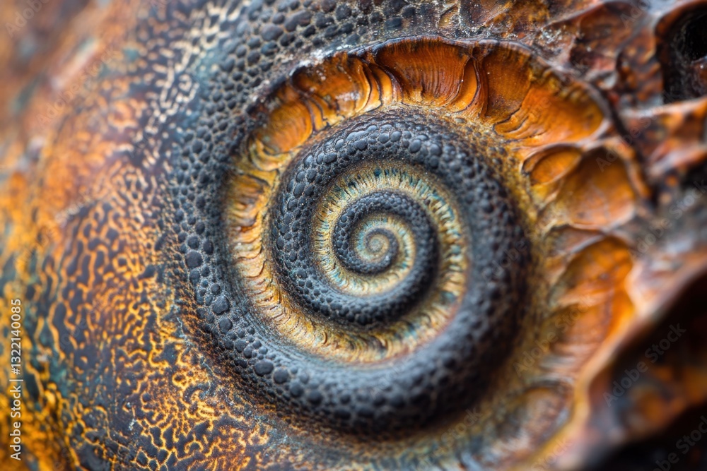 Poster this closeup photo showcases the intricate details and patterns of a snails shell revealing its uniq