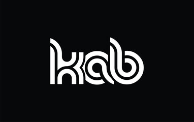KAB Creative Unique Modern Letter Logo Design. Stylized logo featuring a unique letter design, presenting abstract minimalist aesthetics and modern appeal.