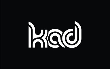 Obraz premium KAD Creative Unique Modern Letter Logo Design. Stylized logo featuring a unique letter design, presenting abstract minimalist aesthetics and modern appeal.
