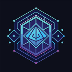 Cyberpunk AI Logo with Sleek Glowing Neural Network Icon in Neon Blue and Purple  
