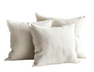 Three cream-colored linen throw pillows