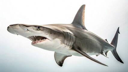 Fototapeta premium Hammerhead Shark in full view on white studio background