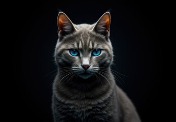 Obraz premium Grey Cat with Blue Eyes