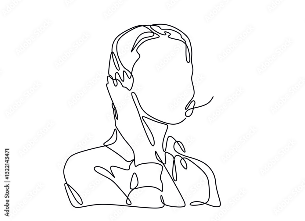 Poster continuous one line drawing customer service concept. single line draw design vector graphic illustr