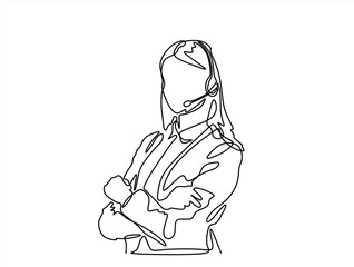 Continuous one line drawing customer service concept. Single line draw design vector graphic illustration