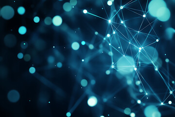 Abstract digital background banner with a sleek design showcasing interconnected data lines in blue and white hues