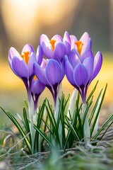 Fototapeta premium Beautiful crocuses bloom in spring