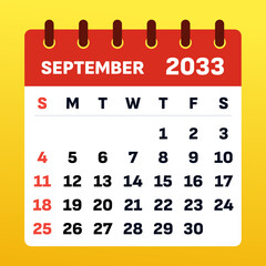 September  2033. Calendar Sep 2033. welcomes autumn’s golden hues, crisp air, and new beginnings. A time to refresh, reflect, and embrace seasonal transitions