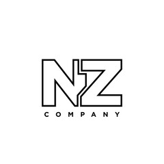 Letter N and Z, NZ logo design template. Minimal monogram initial based logotype.