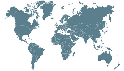World map. Grey modern vector map. Silhouette map.