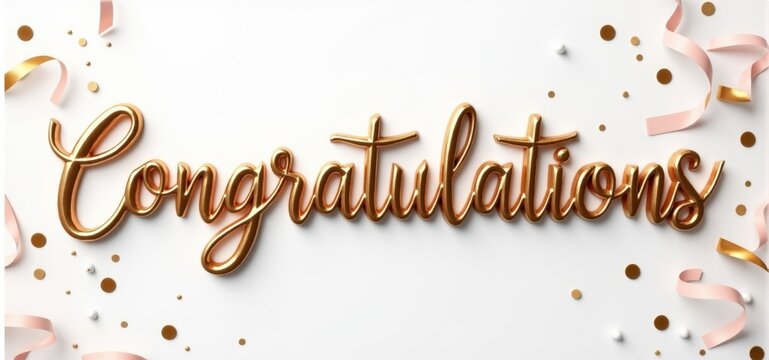 Gold Lettering with Confetti and Ribbons