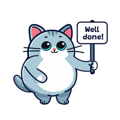 cat character showing well done banner vector design