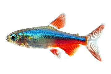 Obraz premium Ember Tetra On Transparent Background. Exotic, Vibrant Tropical Fish With A Distinctive Red Glow. 