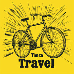 yellow bicycle on a black background T-shirt Design