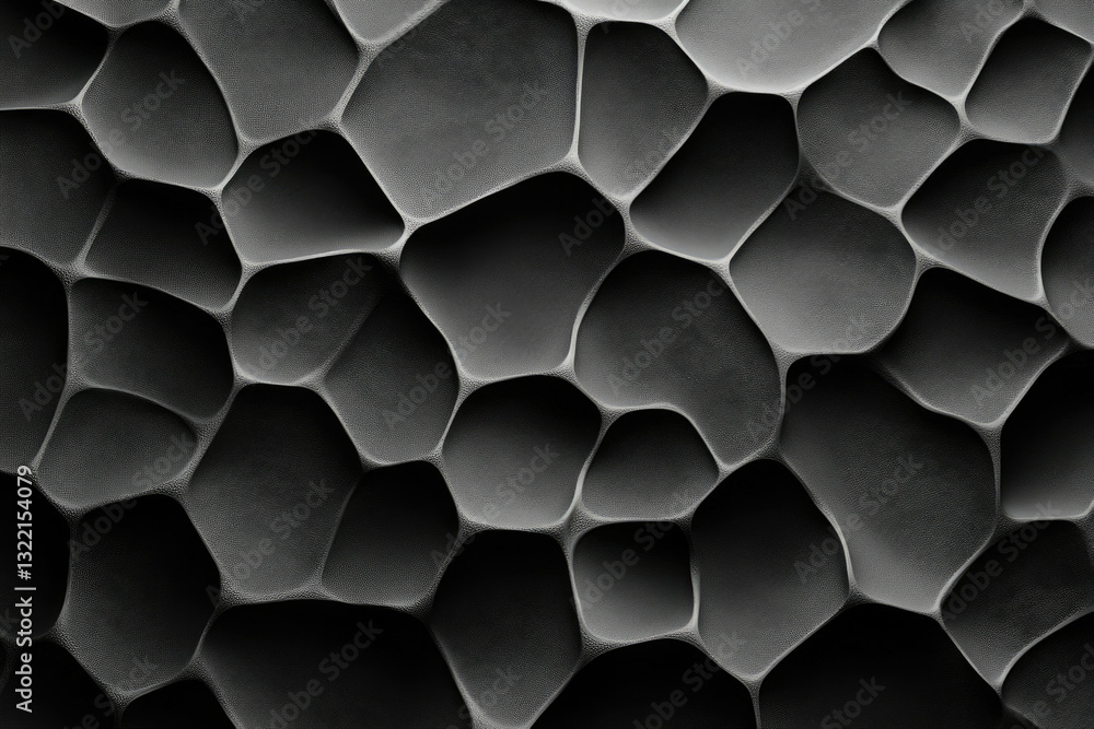 Aufkleber Abstract grayscale image showcasing an intricate pattern of interconnected, organic shapes resembling a textured surface.