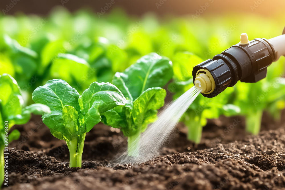 Poster smart irrigation heads optimize water usage by automatically adjusting flow, ensuring crops receive 