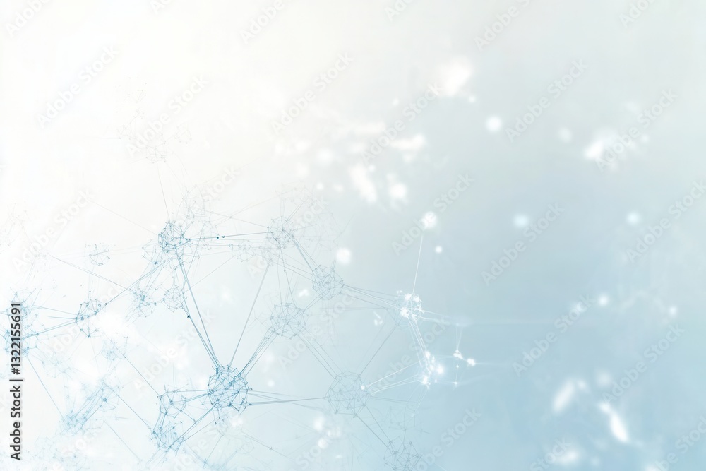 Aufkleber Abstract molecular structures in light blue with gradient background for scientific and educational purposes
