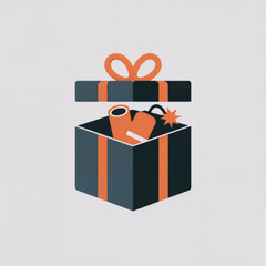 Gift box opening with colorful fireworks surprise inside in a modern flat design