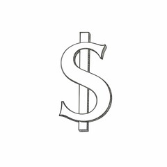 Obraz premium Dollar Sign Icon: A simple, elegant monochrome representation of a dollar sign, the universal symbol of currency, wealth, and financial transactions. 