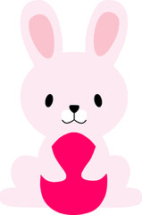 cute cartoon bunny with pink egg