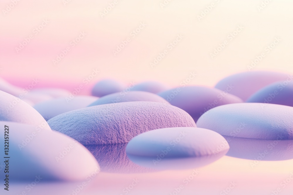 Aufkleber Explore tranquility with smooth pebbles on a minimalistic zen-inspired background capturing pastel gradients and perfect balance
