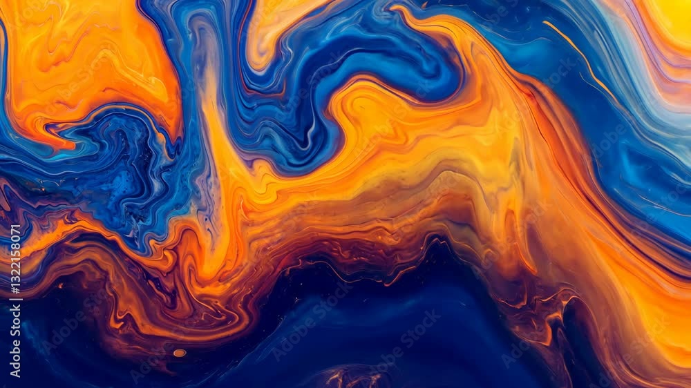 Poster colorful abstract swirls of blue and orange create a vibrant and dynamic visual experience in a seam