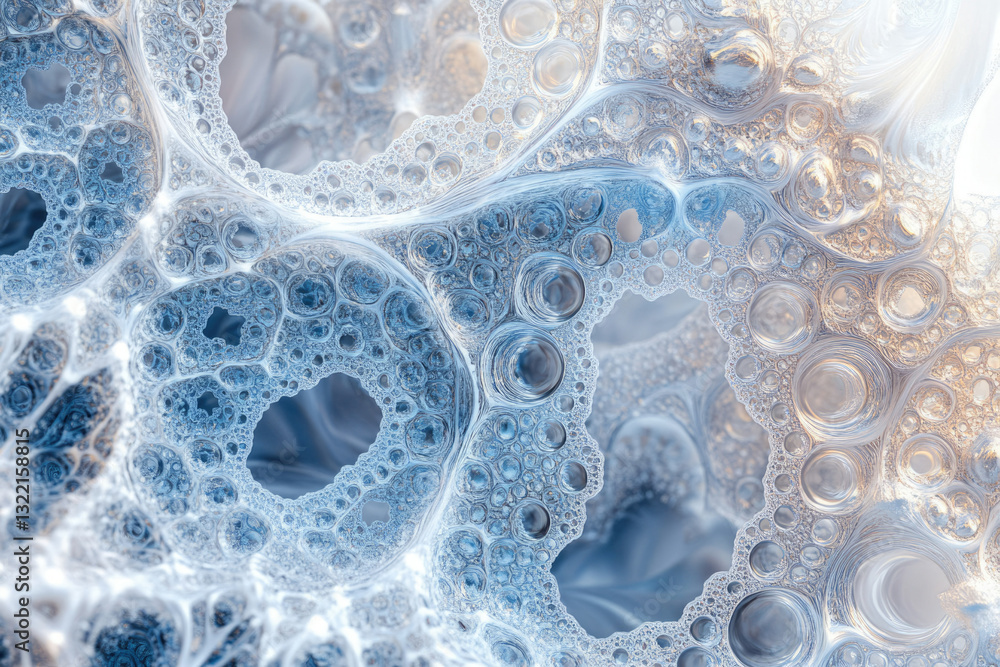 Poster Intricate network of interconnected bubbles, resembling a complex cellular structure or abstract art.