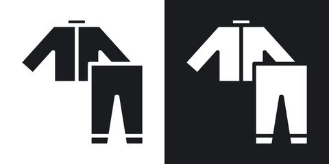 Tracksuit icons in solid black and white collection