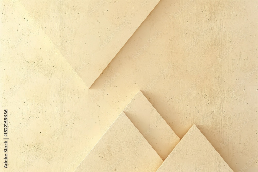 Poster minimal geometric paper design with soft beige and gold triangular layers