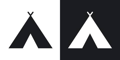 Tepee icons in solid black and white collection © Abstractor