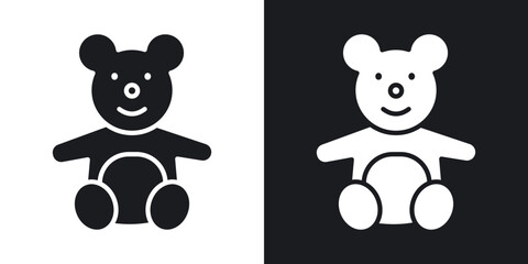 Teddy bear icons in solid black and white collection