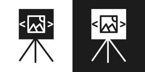 Slideshow icons in solid black and white collection