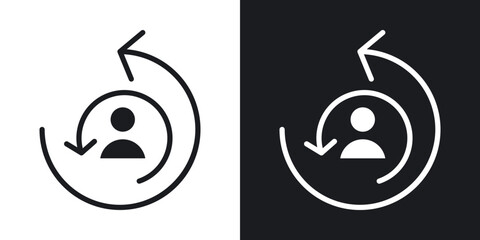 Scrum master icons in solid black and white collection