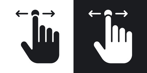 Push to slide right and left gesture icons in solid black and white collection