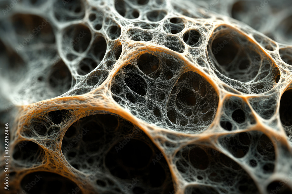 Aufkleber intricate network of interconnected strands forming a porous, cavernous structure.