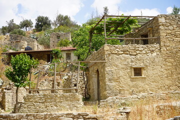 The village of Raftis, abandoned since the 1960s, built by the Venetians around 1400, later served...