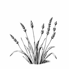 Elegant Lavender Illustration: An exquisite hand-drawn illustration captures the delicate beauty of a lavender plant, its slender stems and fragrant blooms rendered in intricate detail.