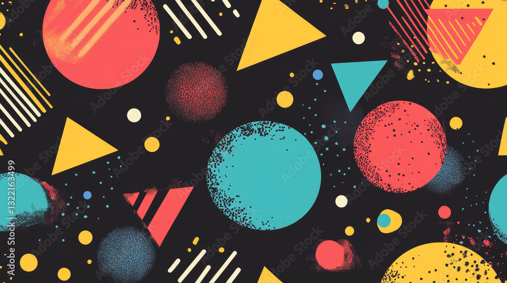 Poster memphis seamless patterns. funky pattern, retro fashion 80s and 90s print pattern texture. geometric