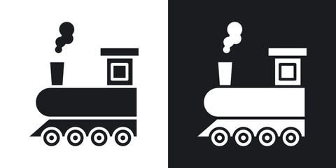 Locomotive icons in solid black and white collection