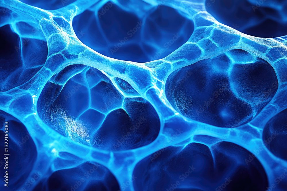 Poster Microscopic view of interconnected porous network, possibly bone or sponge structure.