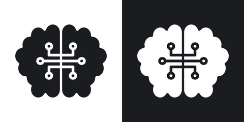 Intelligence icons in solid black and white collection