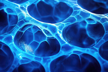 Microscopic view of interconnected porous network, possibly bone or sponge structure.